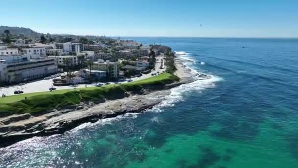Jolla Beach San Diegóban Kaliforniában Coast City Tájkép Tengerparti Part — Stock videók
