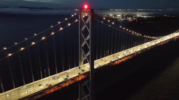 Oakland Bay Bridge San Franciscóban Kaliforniában Belváros Skyline Szállító Táj — Stock videók
