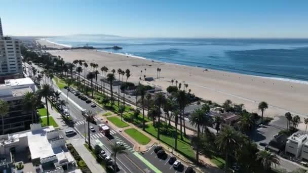 美国加州洛杉矶的圣莫妮卡海岸城风景 历史66路 美国加利福尼亚州洛杉矶的圣莫妮卡 — 图库视频影像