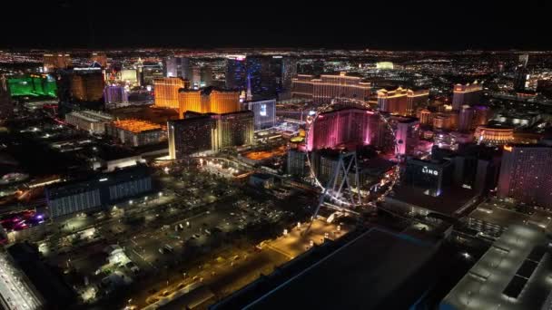 Сфера Лас Вегасе Штат Невада Сша Известный Ночной Пейзаж Развлекательный — стоковое видео