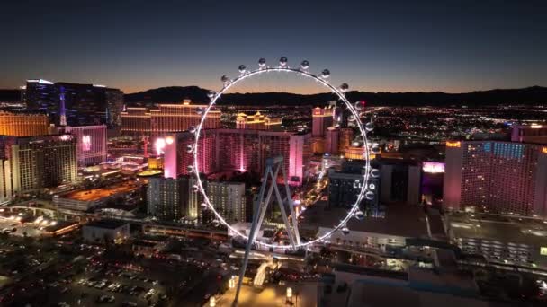 High Roller Las Vegas Nevada Verenigde Staten Beroemd Nachtlandschap Entertainment — Stockvideo