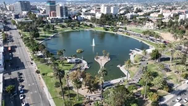 Kaliforniya Los Angeles Taki Echo Park Kurumsal Binalar Sahnesi Gökdelenlerin — Stok video