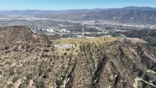 Hollywood Skylt Hollywood Los Angeles Usa Landmärke Bergen Berömt Landskap — Stockvideo