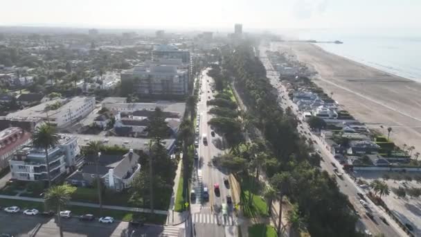 Santa Monica Los Angeles Kaliforniya Şehir Merkezindeki Şehir Manzarası Otoyol — Stok video