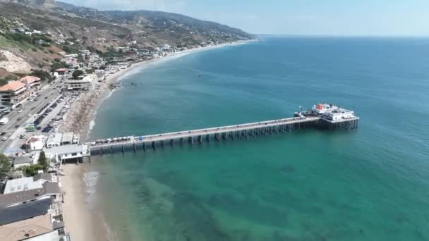 Malibu Piren Los Angeles Kalifornien Usa Paradisiska Strandlandskapet Seascape Landmark — Stockvideo