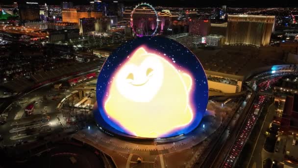 Sphère Las Vegas Dans Nevada Aux États Unis Paysage Nocturne — Video