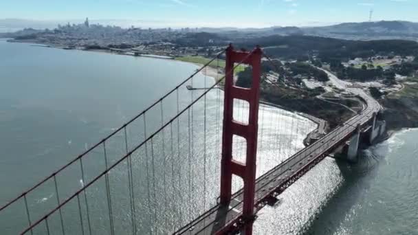 Golden Gate Bridge Aerial Сан Франциско Калифорния Сша Центр Города — стоковое видео