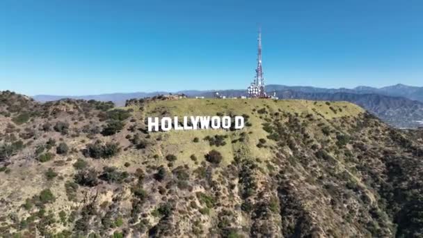 好莱坞在洛杉矶的签名 山地标场景 著名的风景 好莱坞在洛杉矶的签名 — 图库视频影像