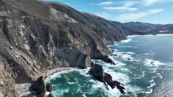 Pobřežní Skály Dálnici Kalifornii Spojené Státy Historic Road Trip Ocean — Stock video