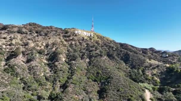 Hollywood Sign Hollywood Los Angeles Estados Unidos Mountain Landmark Scene — Vídeo de stock
