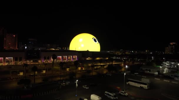 Nevada Las Vegas Sphere Meşhur Gece Manzarası Eğlence Mekanı Nevada — Stok video