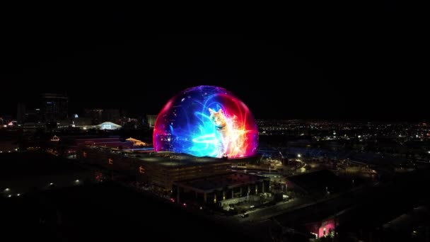 Сфера Лас Вегасе Штат Невада Сша Известный Ночной Пейзаж Развлекательный — стоковое видео