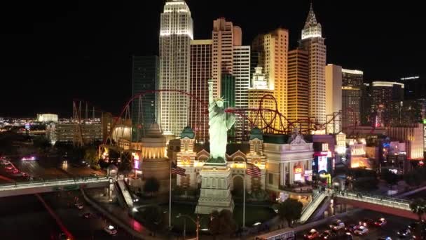 New York Las Vegas Nevada Birleşik Devletleri Meşhur Gece Manzarası — Stok video