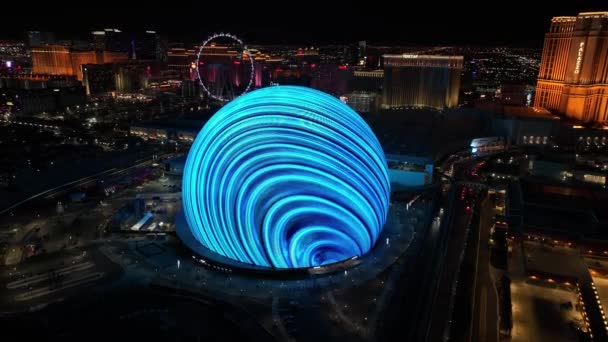 Esfera Las Vegas Nevada Estados Unidos Famosa Paisagem Nocturna Entretenimento — Vídeo de Stock