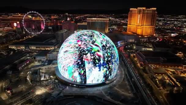 Лас Вегас Штат Невада Сша Известный Ночной Пейзаж Развлекательный Пейзаж — стоковое видео