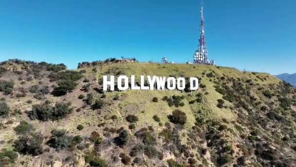 Hollywood Sign Hollywood Los Angeles Verenigde Staten Mountain Landmark Scene — Stockvideo