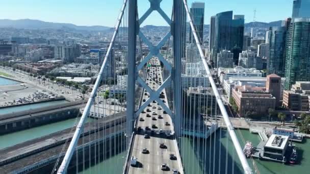 Oakland Bay Bridge San Francisco Californië Verenigde Staten Hoogbouw Architectuur — Stockvideo