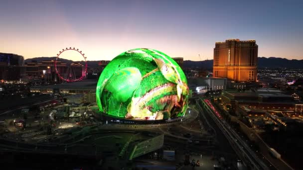 Las Vegas Sphere Nevada Las Vegas Meşhur Gece Manzarası Eğlence — Stok video
