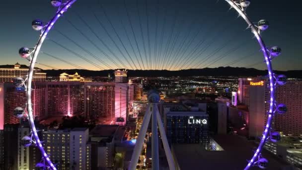 Лас Вегасе Штат Невада Сша Известный Ночной Пейзаж Развлекательный Пейзаж — стоковое видео