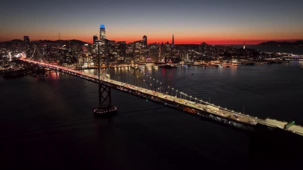 Oakland Bay Bridge San Francisco Californië Verenigde Staten Megalopolis Downtown — Stockvideo