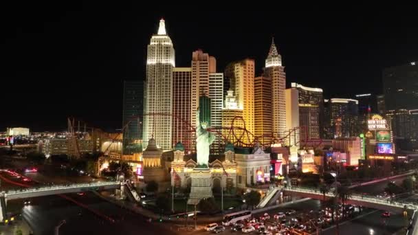 New York Las Vegas Nevada Birleşik Devletleri Meşhur Gece Manzarası — Stok video