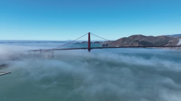 Golden Gate Bridge Köd San Franciscóban Kaliforniában Belváros Skyline Szállító — Stock videók