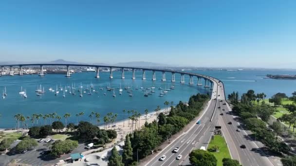 Conorado Bay Bridge San Diego Califórnia Estados Unidos Cidade Centro — Vídeo de Stock