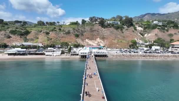 Malibu Pier Los Angeles Californië Verenigde Staten Paradisiac Beach Scenery — Stockvideo