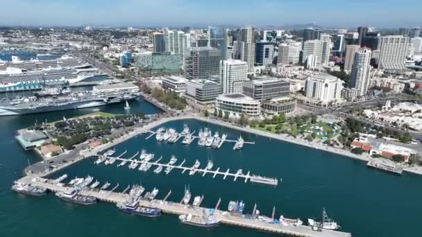San Diego Şehir Merkezinde San Diego Kaliforniya Meşhur Sahil Şehri — Stok video