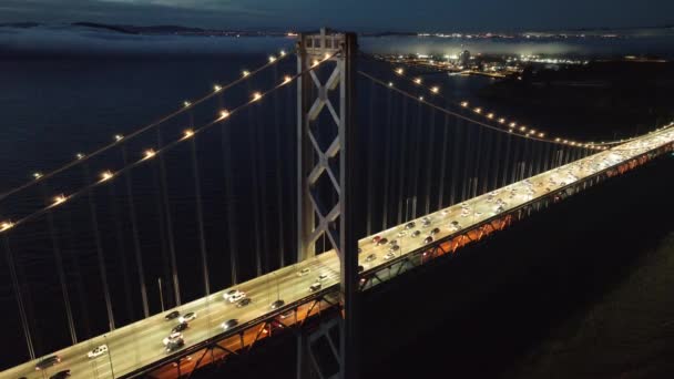 Nacht Oakland Bay Bridge Bei San Francisco Kalifornien Vereinigte Staaten — Stockvideo