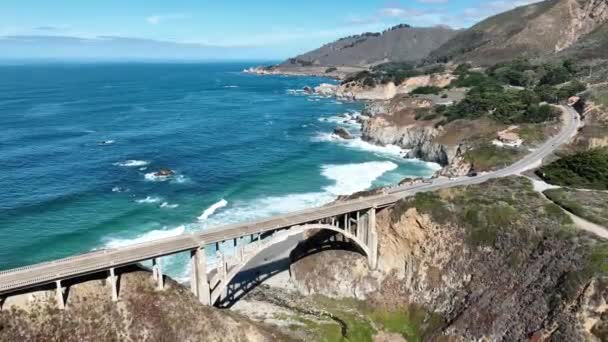 Coastal Line Highway California United States Historic Road Trip Ocean — Stock Video
