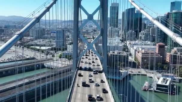 오클랜드 브리지 샌프란시스코 캘리포니아 메갈로폴리스 다운타운 시티스케이프 비즈니스 Oakland Bay — 비디오