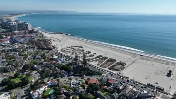 Пляж Конорадо Сан Диего Калифорния Сша Пейзаж Прибрежного Города Бич — стоковое видео