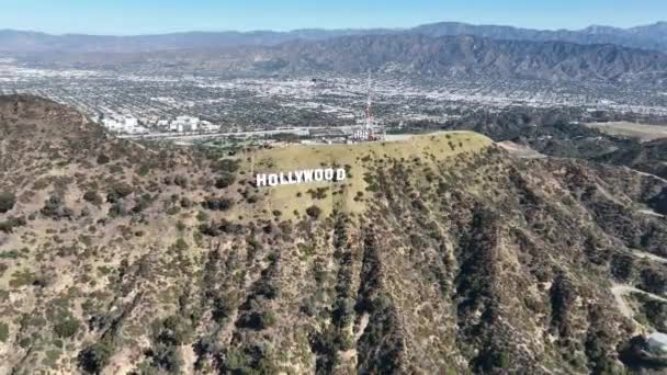 Hollywood Felirat Los Angelesben Kaliforniában Hollywood Kerületi Táj Hegyi Égbolt — Stock videók