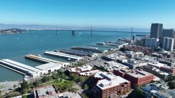 Міст Бей Сан Франциско Каліфорнії Сша Центр Міста Скайлайн Транспортні — стокове відео