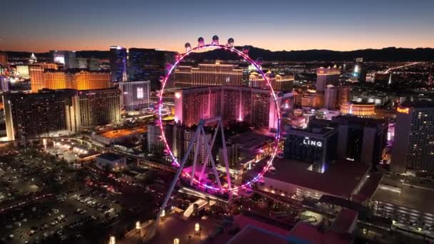 Лас Вегасе Штат Невада Сша Известный Ночной Пейзаж Развлекательный Пейзаж — стоковое видео