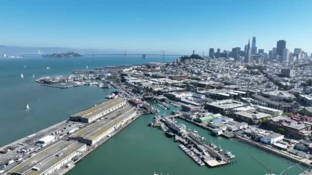 Coastal City San Franciscóban Kaliforniában Highrise Építészet Idegenforgalmi Utazás Coastal — Stock videók