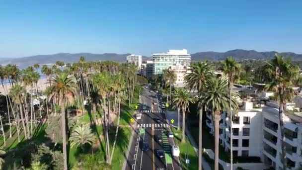 Santa Monica Los Angeles Kaliforniya Coast City Peyzajı Tarihi Yol — Stok video