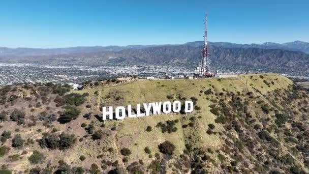 Hollywood Sign Hollywood 로스앤젤레스 마운틴 랜드마크 유명한 할리우드 로그인 할리우드 — 비디오