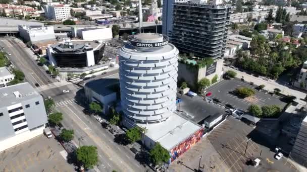 Capitol Records Los Angeles Kalifornien Vereinigte Staaten Hollywood Boulevard Landscape — Stockvideo