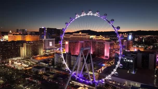 Grande Roue Las Vegas Nevada États Unis Paysage Nocturne Célèbre — Video