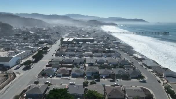 Kaliforniya Pacifica Panoramik Manzara Doğanın Seyahat Arkaplanı Pasifik Okyanusu Manzarası — Stok video