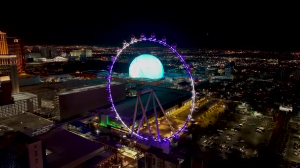 High Roller Las Vegas Nevada Usa Landmärke Turism Resor Upplyst — Stockvideo