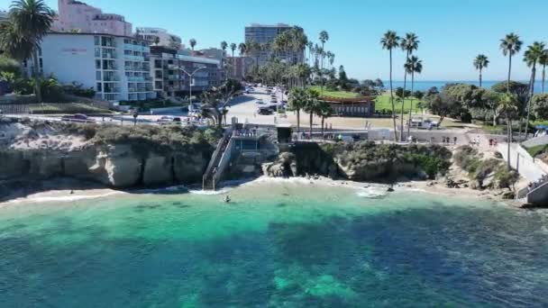 Jolla Cove San Diego California Estados Unidos Paradisiaco Paisaje Playa — Vídeo de stock