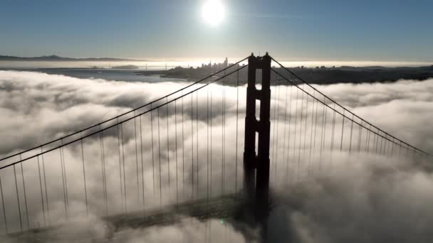 Kaliforniya San Francisco Daki Golden Gate Köprüsü Şehir Merkezindeki Skyline — Stok video