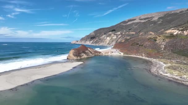 Pobřežní Krajina Dálnici Kalifornii Spojené Státy Historic Road Trip Ocean — Stock video