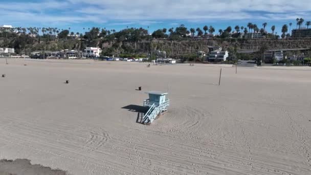 Спасатель Санта Монике Лос Анджелесе Сша Пейзаж Прибрежного Города Исторический — стоковое видео