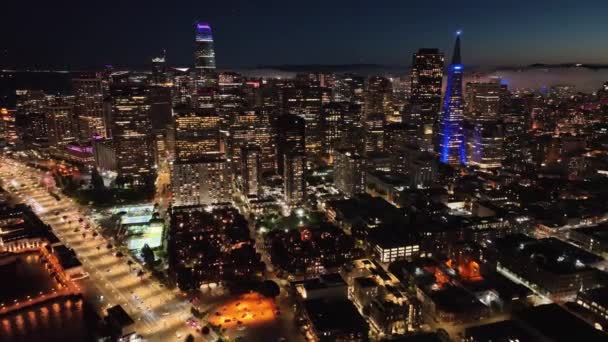 Sunset City San Franciscóban Kaliforniában Egyesült Államokban Belváros Skyline Szállító — Stock videók