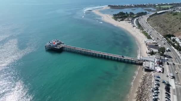 Malibu Pier Los Ángeles California Estados Unidos Paisaje Coast City — Vídeos de Stock