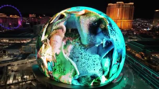 Лас Вегас Штат Невада Сша Известный Ночной Пейзаж Развлекательный Пейзаж — стоковое видео